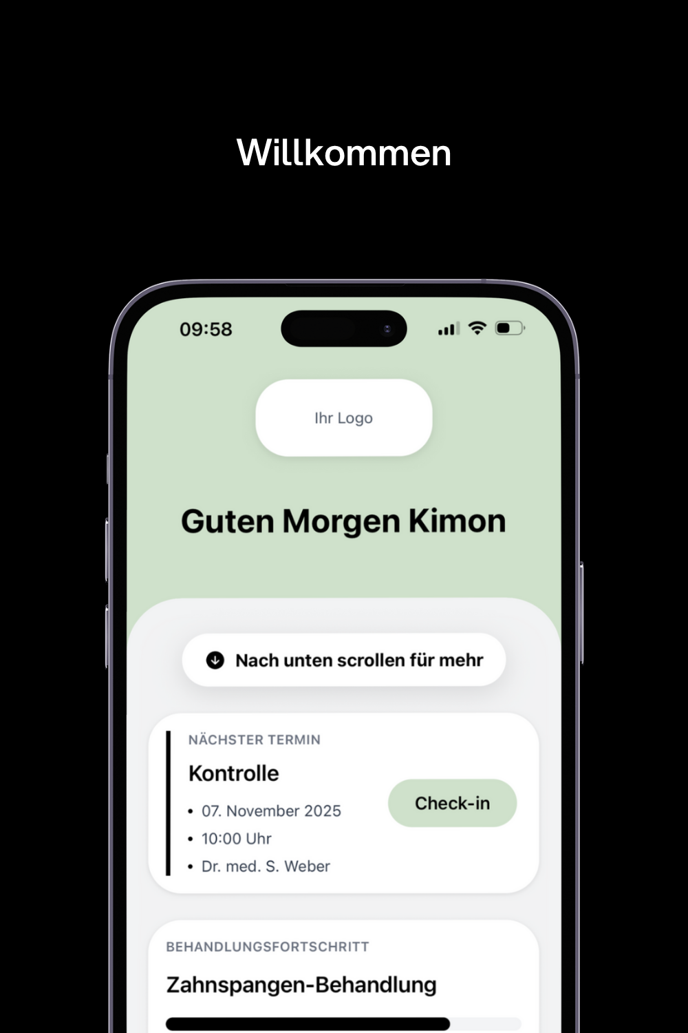 kaya Patienten-App - Willkommensseite